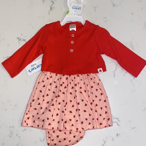 Carters Dress Bodysuit and Cardigan - Picture 2 of 5